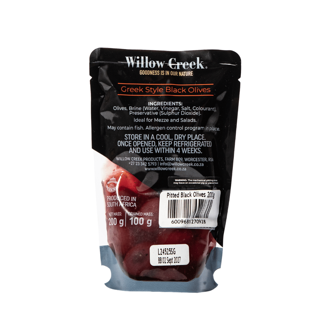 Willow Creek Olive Products - Greek Style Pitted Black Table Olives - Ingredients