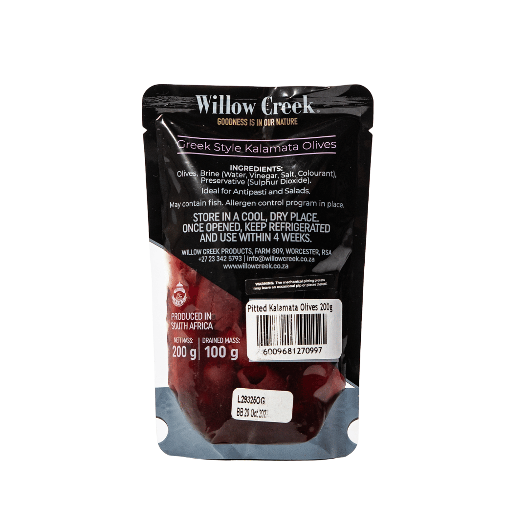 Willow Creek Olive Products - Greek Style Pitted Kalamata Table Olives - Pits Removed - Ingredients